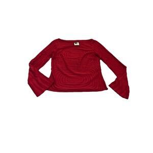 Versace Jeans Couture Red Long Sleeve Top Swirls Small Bell Sleeve
